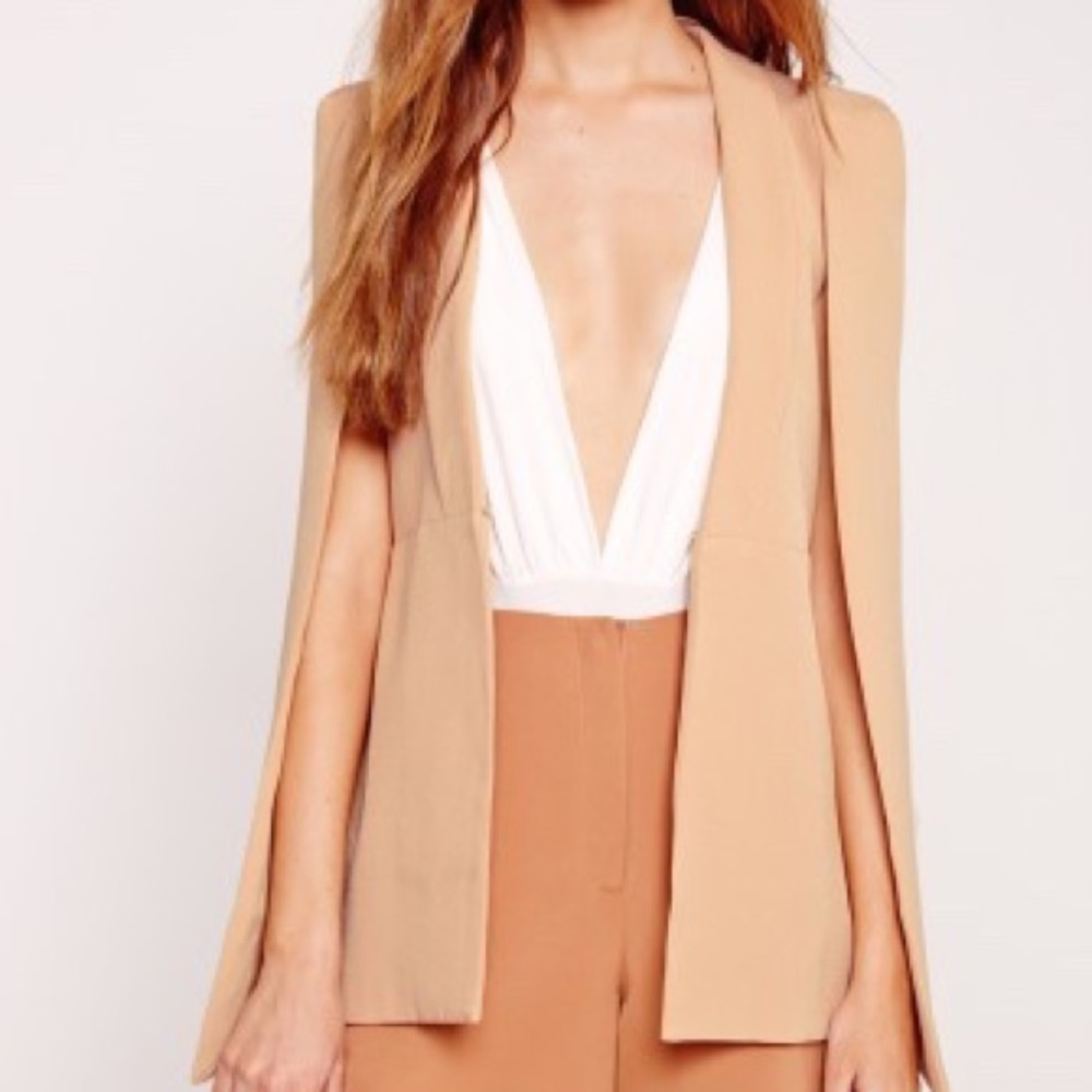 Missguided Cape Blazer Nude Tailored Fit Sz 4